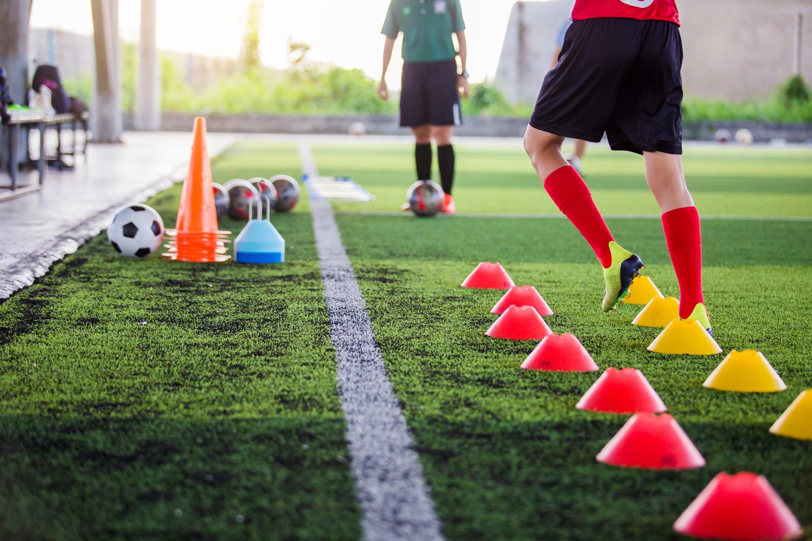 Young players at a football training session