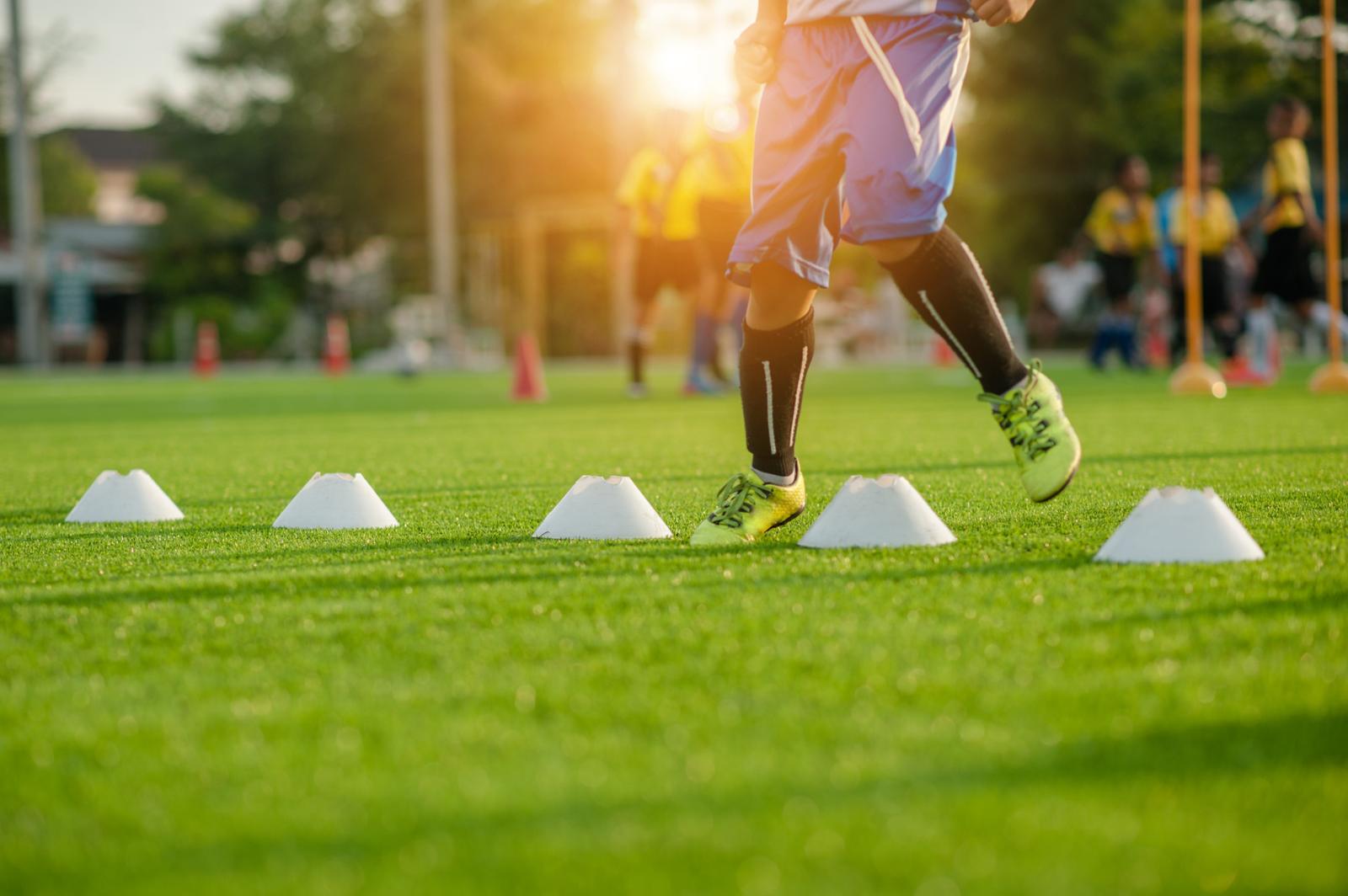 Young footballers training